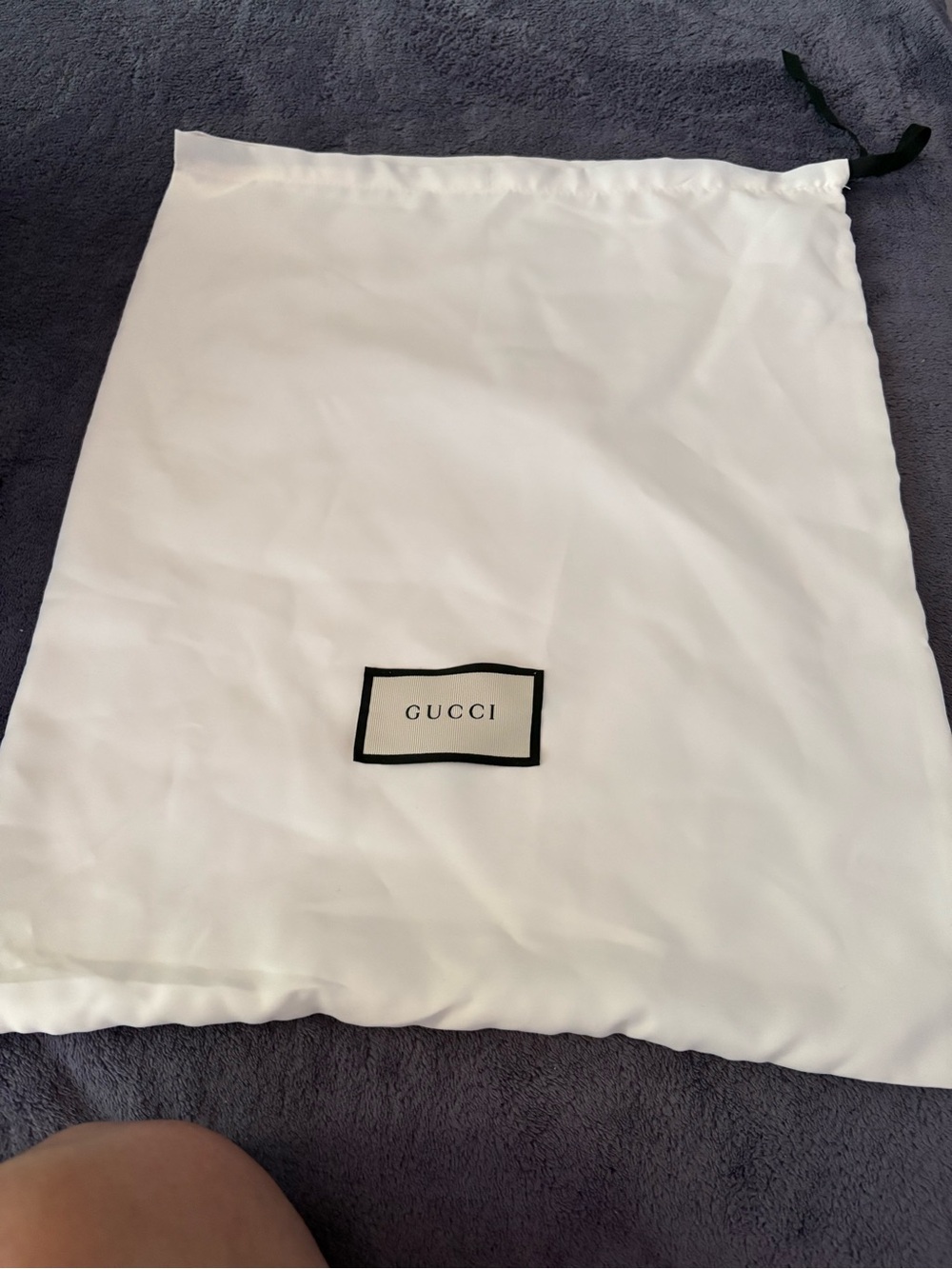 Gucci White Drawstring Dust Bag with Black Logo Trim